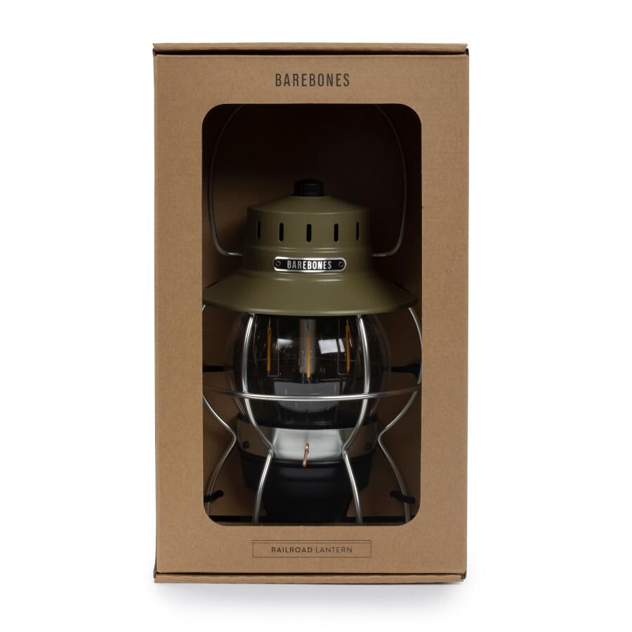 Barebones Living LIV-281 Railroad Lantern - Olive Drab - Flame Packaging thumbnail