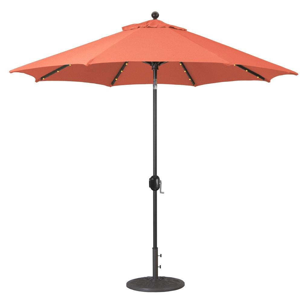 Galtech 9 Ft. Octagonal Aluminum Patio Umbrella W/ Crank Lift & Auto Tilt - Black Frame W/ Brick Sunbrella Fabric (Umbrella Base Not Included) thumbnail