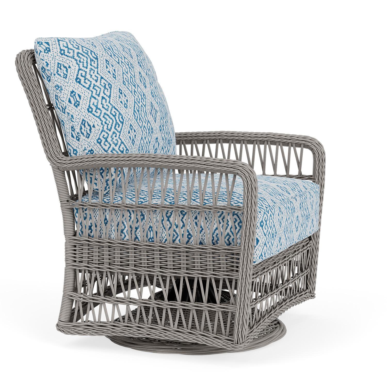 Lloyd Flanders Mackinac Swivel Glider Lounge Chair in Putty Finish with Aman Capri fabric - Right Side thumbnail