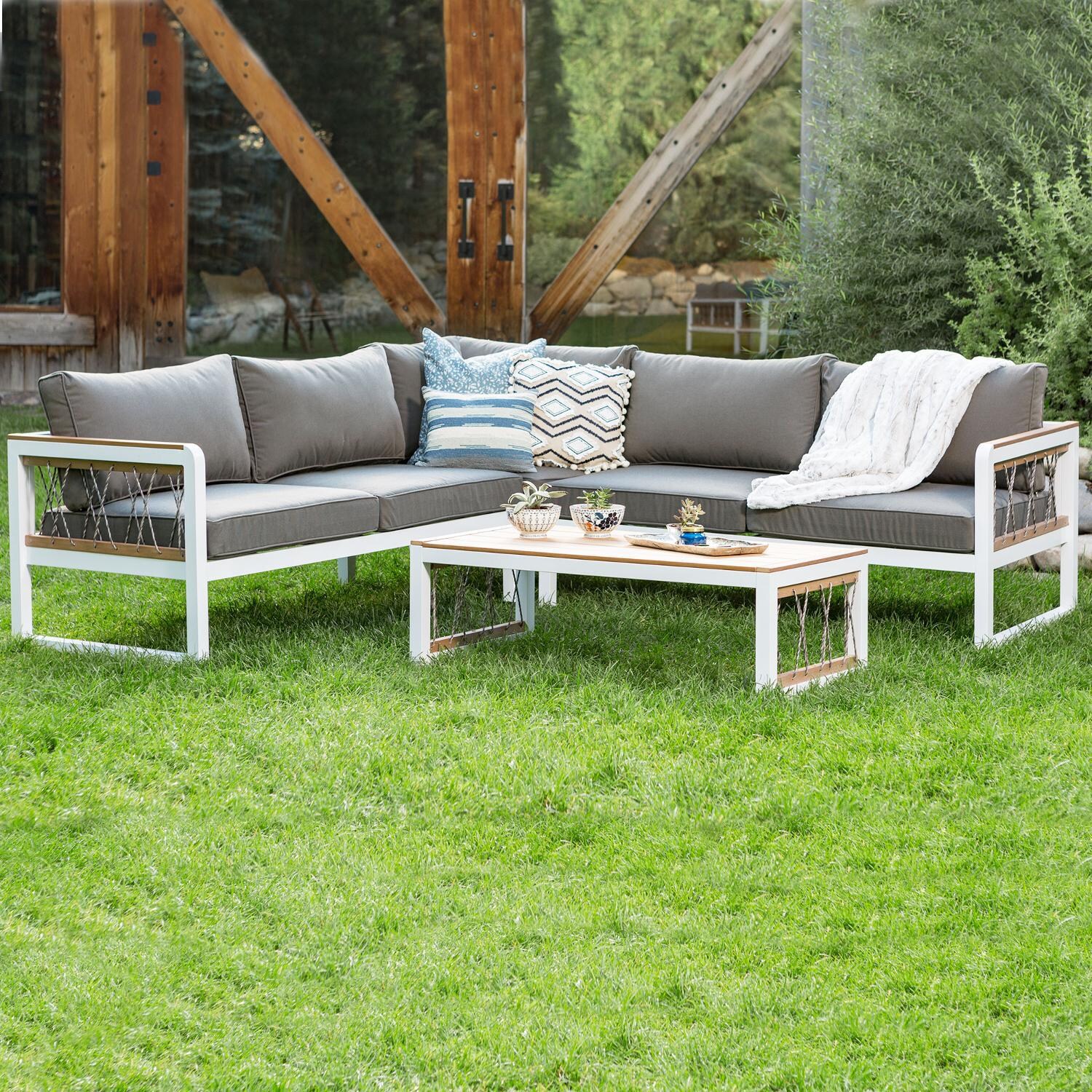 4 Pc Aluminum Seating Set in White Gray by Ultimate Patio
