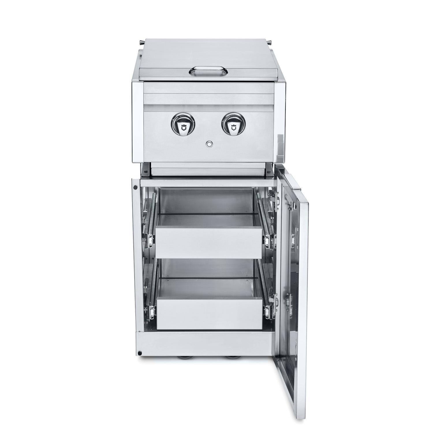 Crown Verity Infinite Series 18-Inch Stainless Steel Cabinet Module w/ Natural Gas Dual Side Burner & Two Drawers - ICM-SBNG-2D