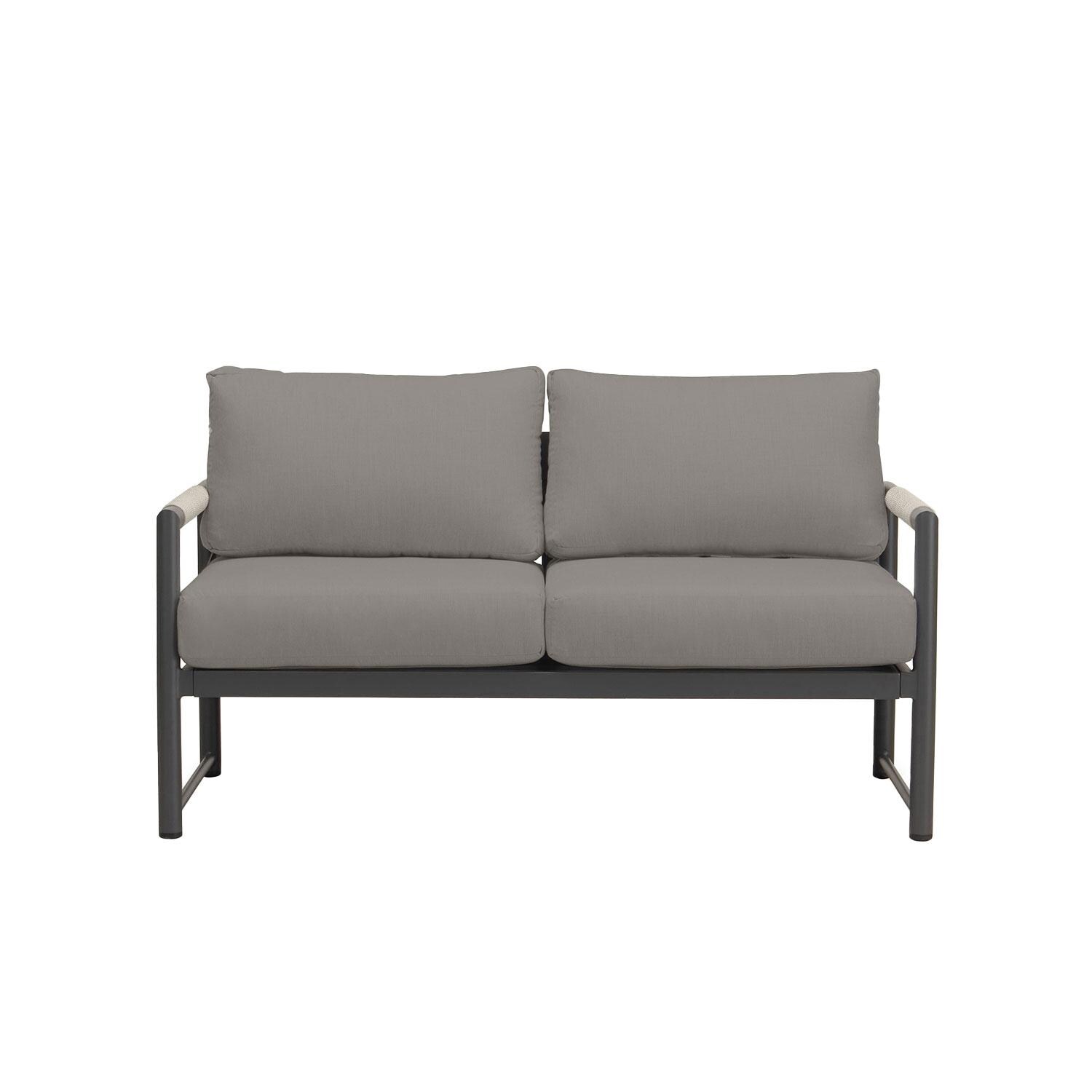 Avenue Bay 2 Person Aluminum Loveseat in Slate/Canvas Charcoal by Lakeview Outdoor Designs