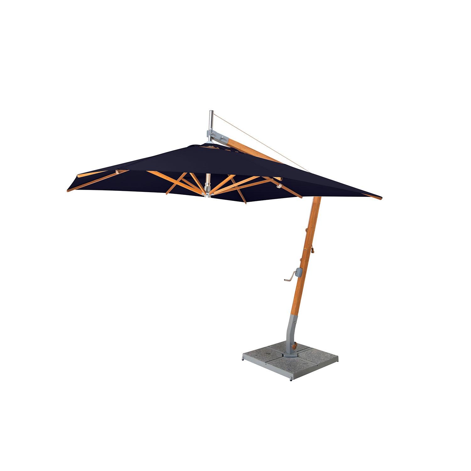 Bambrella Sirocco 8.5 Ft. Square Sidewind Bamboo Umbrella - Navy Canopy