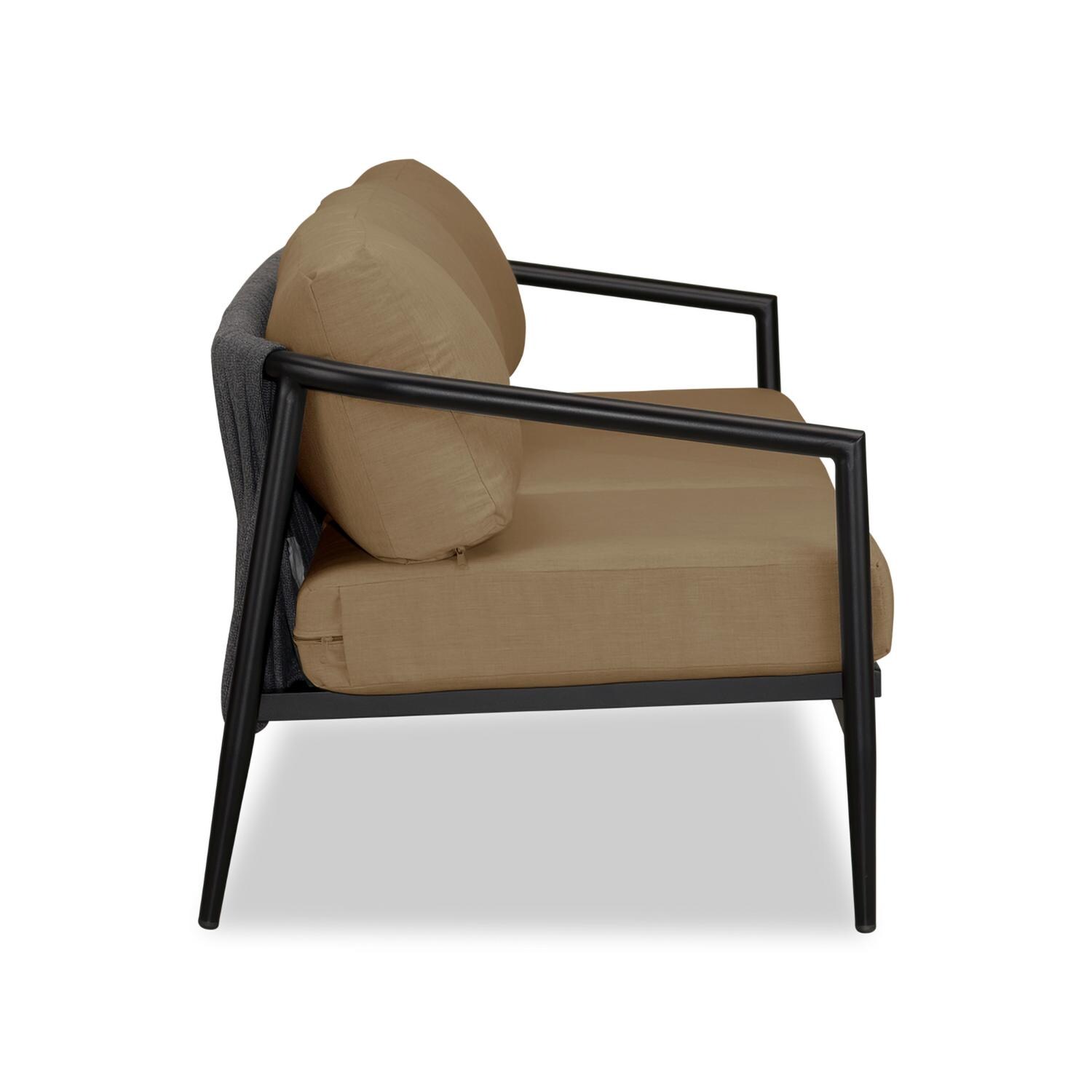 Lakeview Midnight Cove 3 Person Aluminum Sofa in Black/Carbon/Heather Beige - Side - White Background thumbnail