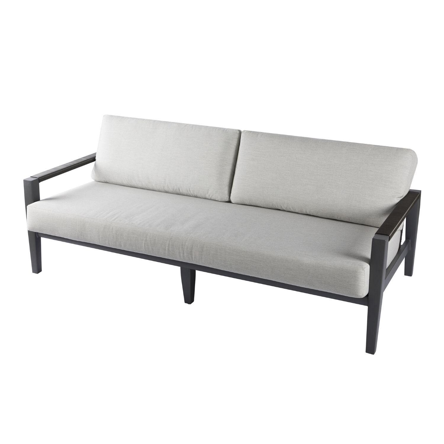 Elementi OS-2506T Laguna Outdoor Aluminum Sofa w/ Sunbrella Cushions - Angled - White Background thumbnail