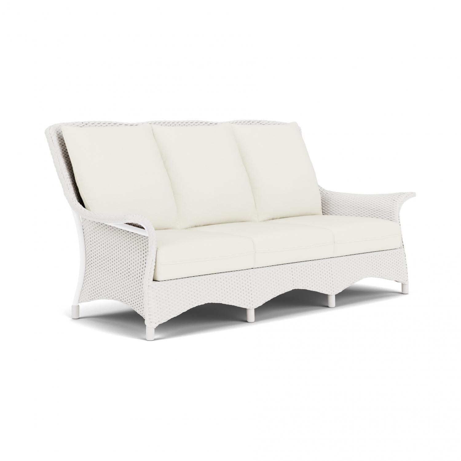 Lloyd Flanders Mandalay Sofa in White Finish with Sailcloth Salt fabric - Angled thumbnail