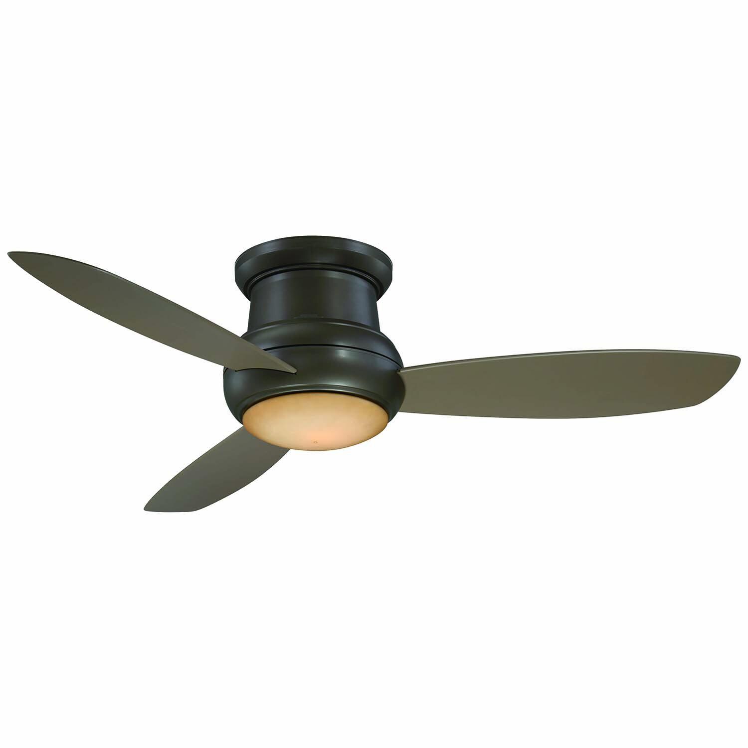 Minka-Aire F474L-ORB Concept II Wet 52-Inch 3-Concave Blade LED Ceiling Fan in Oil Rubbed Bronze Finish w/ Taupe Blades & Pietra Glass - With Light On thumbnail