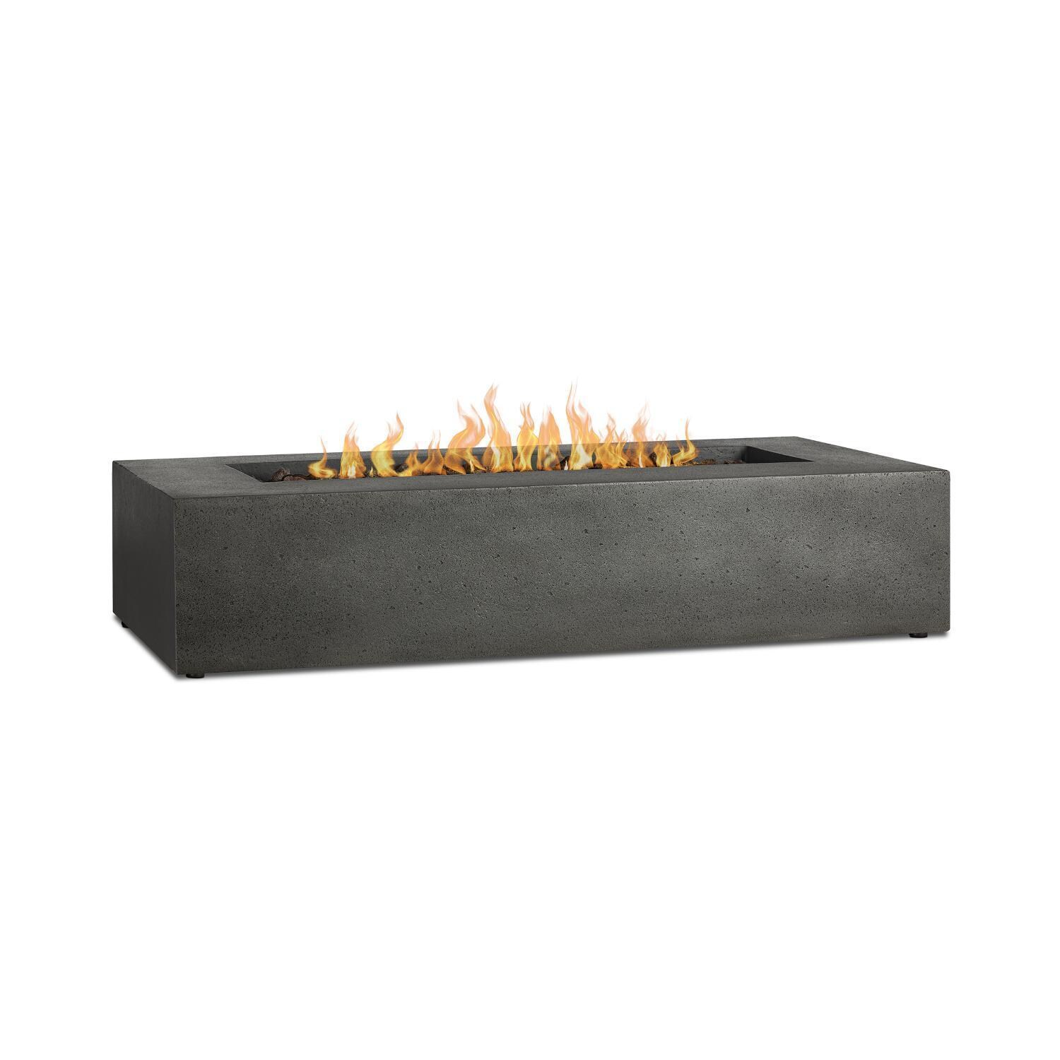Hillview Bay 2712LP-CBN 56 Inch Rectangular Glass Fiber Reinforced Concrete Propane Fire Pit Table in Carbon by BBQGuys Signature - On - White Backgrund thumbnail
