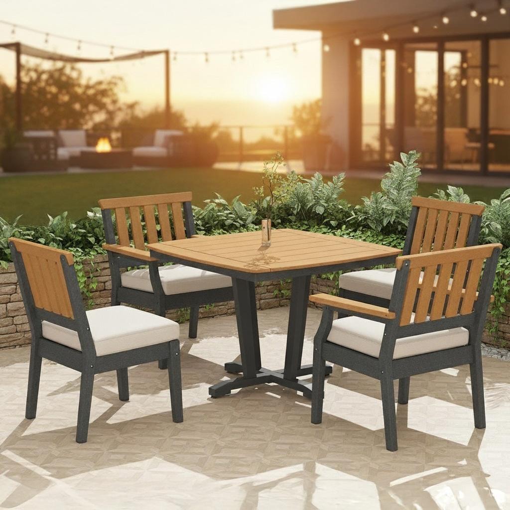 Sabine Landing 5 Pc Dining Set in Gray by Lakeview Outdoor Designs