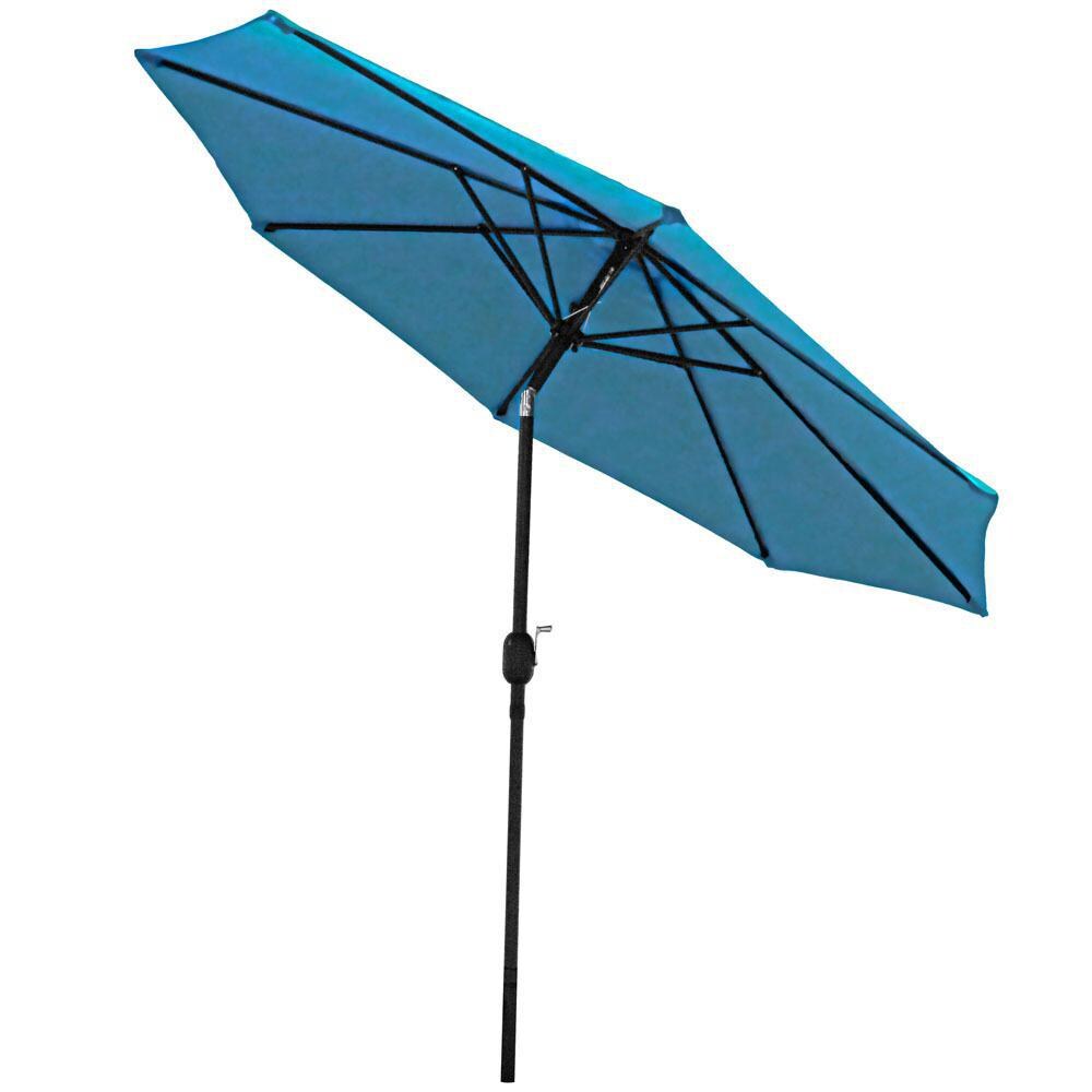 Ultimate Patio 9 Ft. Octagonal Patio Umbrella W/ Crank Lift - Turquoise - Tilted thumbnail