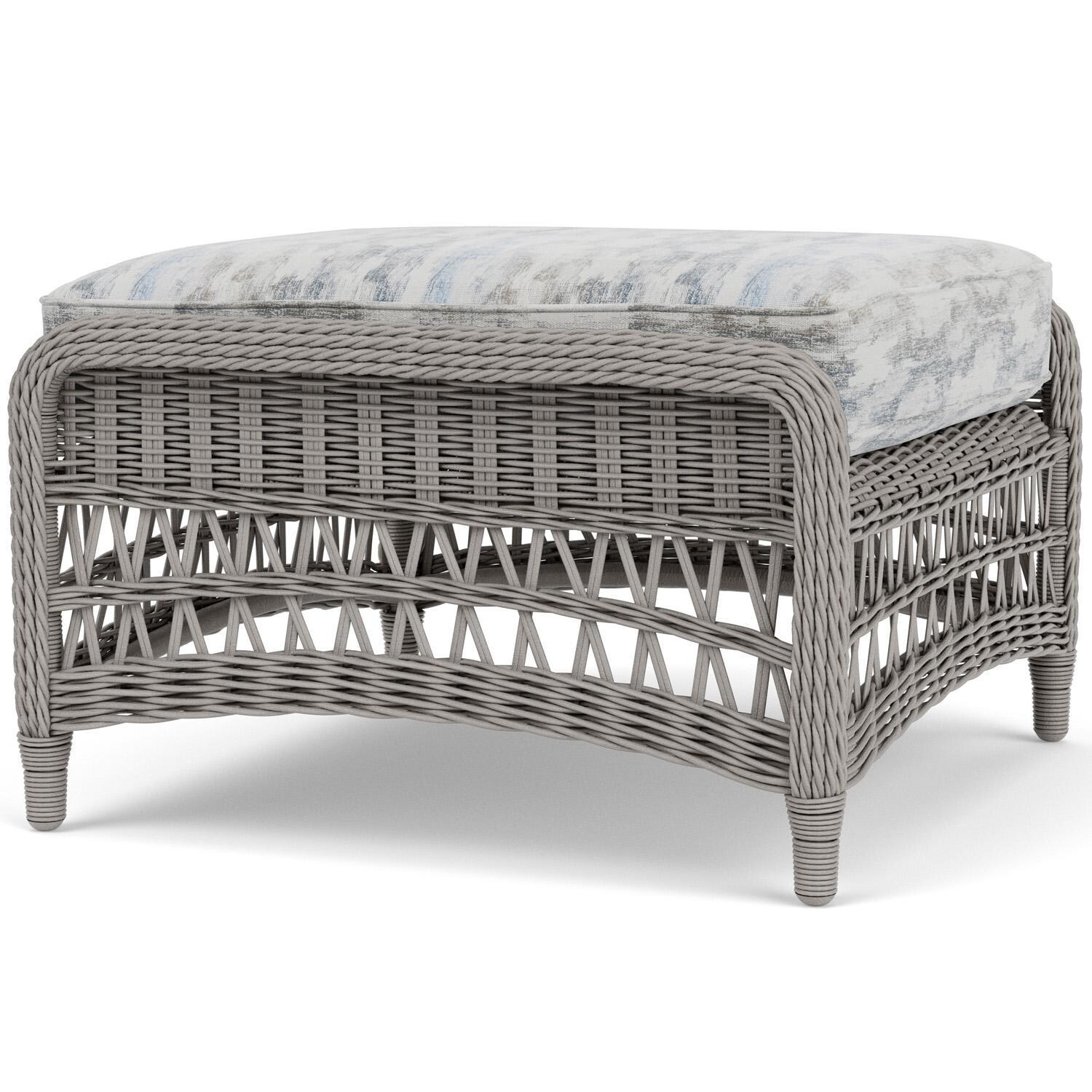 Lloyd Flanders Mackinac Ottoman in Putty Finish with Stratosphere Cloud Fabric - Right Side thumbnail