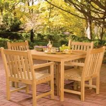 Hampton 5 Piece Natural Shorea Patio Dining Set W/ 44 3/4 X 40 1/4 Inch Rectangular Table By Oxford Garden image