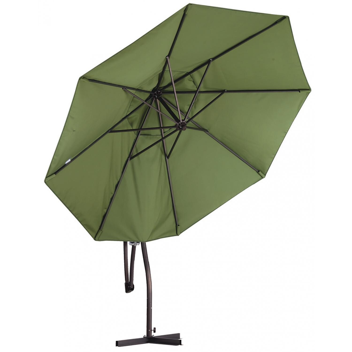 California Umbrella 9 Ft Octagonal Aluminum 2-Way Tilt Cantilever Patio Umbrella W/ Crank Lift & Aluminum Ribs - Tilted (Shown in Sunbrella Canvas Macaw) thumbnail