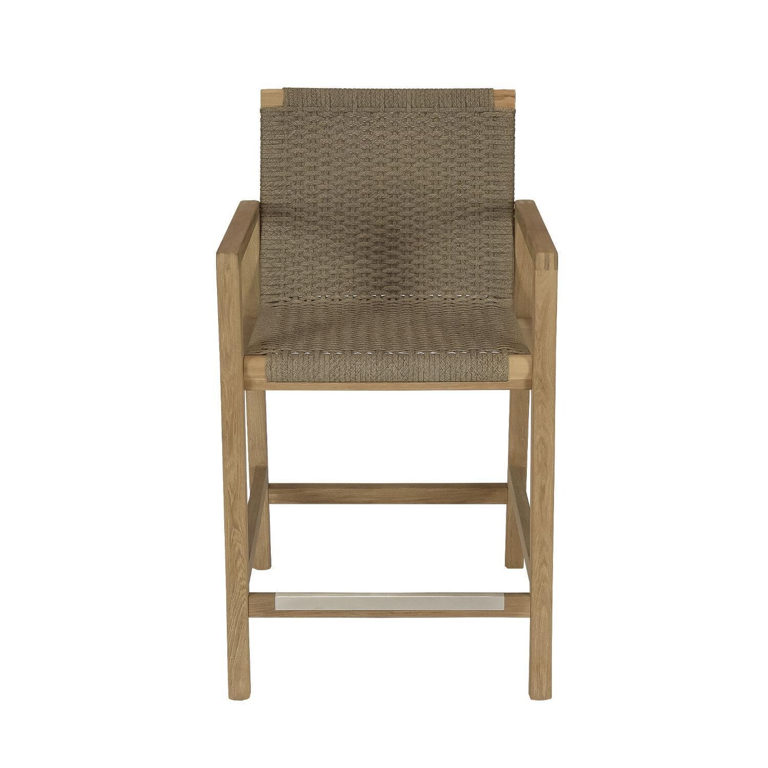 Admiral 7 Pc Rectangle Counter Height Dining Set in Brown Sand by Royal Teak Collection - Dining Chair (Six Included) - Display - White Background thumbnail