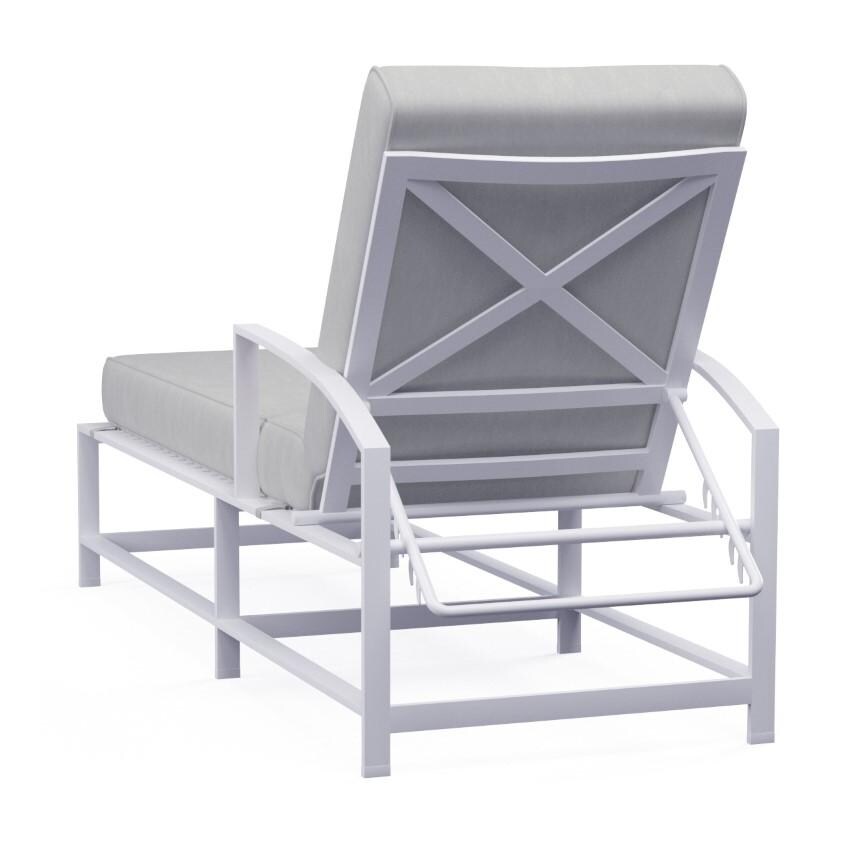 Bristol Aluminum Chaise Lounge w/ Self Welt in White/Canvas Granite by Sunset West - Rear - White Background thumbnail