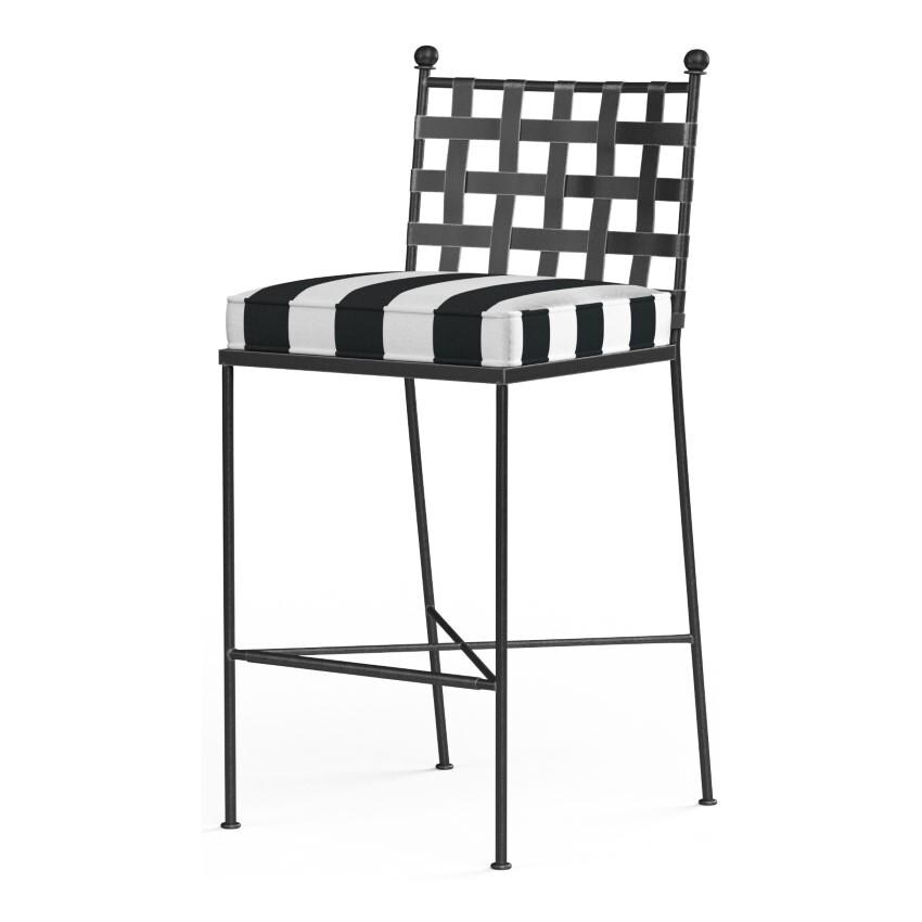 Provence Wrought Iron Bar Stool w/ Self Welt Grade B in Pewter/Cabana Classic by Sunset West