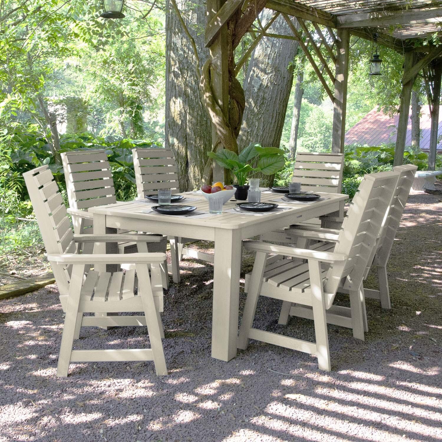Elm Pointe 7 Pc Rectangular Dining Set in Whitewash By Lakeview Outdoor Designs - Lifestyle thumbnail