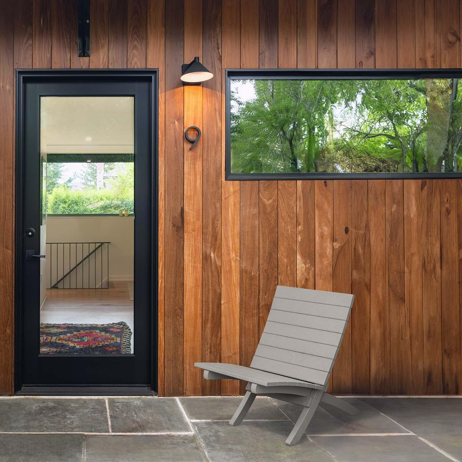 Hazel Cove Recycled Plastic Folding & Stacking Dining Side Chair in Cove Gray by Lakeview Outdoor Designs - By Door - Lifestyle thumbnail