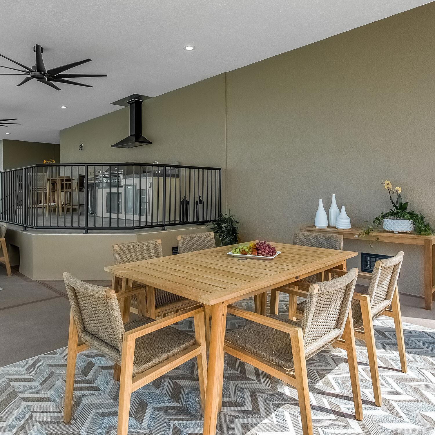 Admiral 7 pc Rectangle Dining Set in Brown Sand by Royal Teak Collection - By The Pool - Lifestyle thumbnail