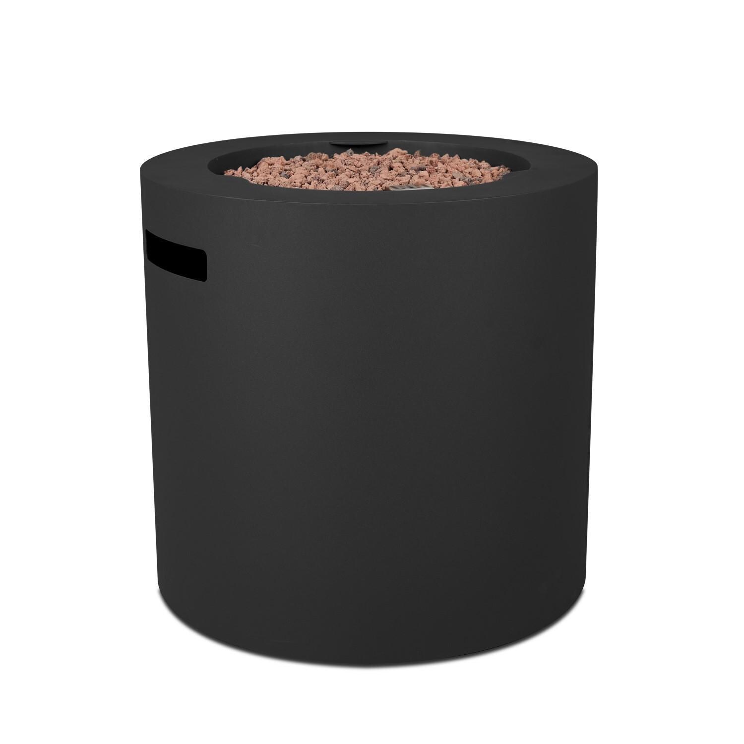 Elysian 24 Inch Round Steel Propane Fire Pit Table in Black by Lakeview - Side View - White Background thumbnail