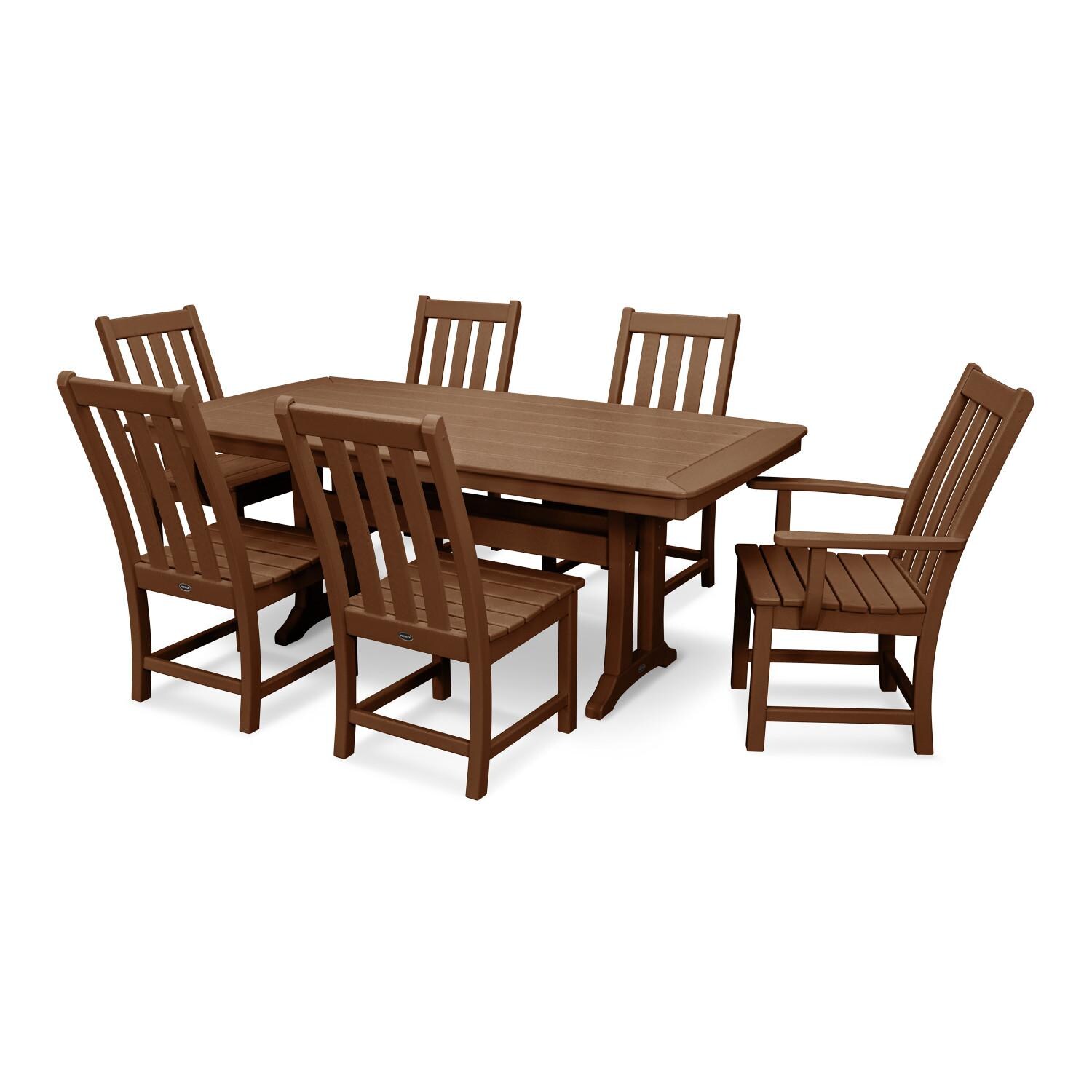 POLYWOOD PWS343-1-TE Vineyard 7-Piece Nautical Trestle Dining Set thumbnail