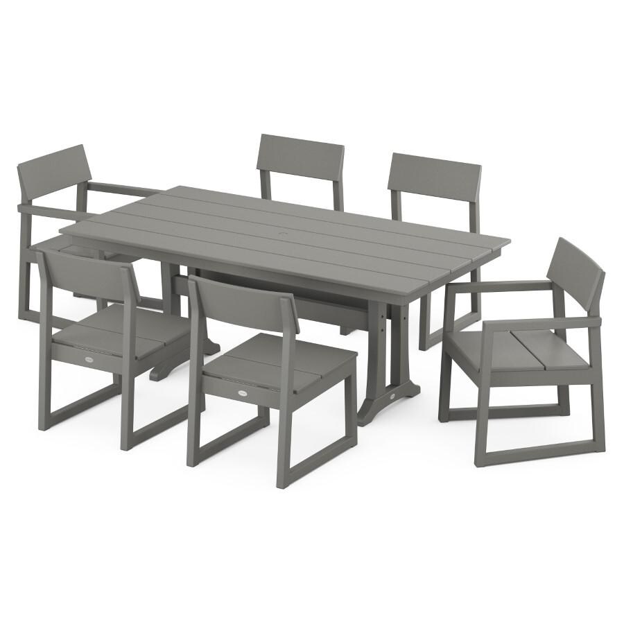 POLYWOOD EDGE 7-Piece Farmhouse Trestle Dining Set in Slate Grey thumbnail