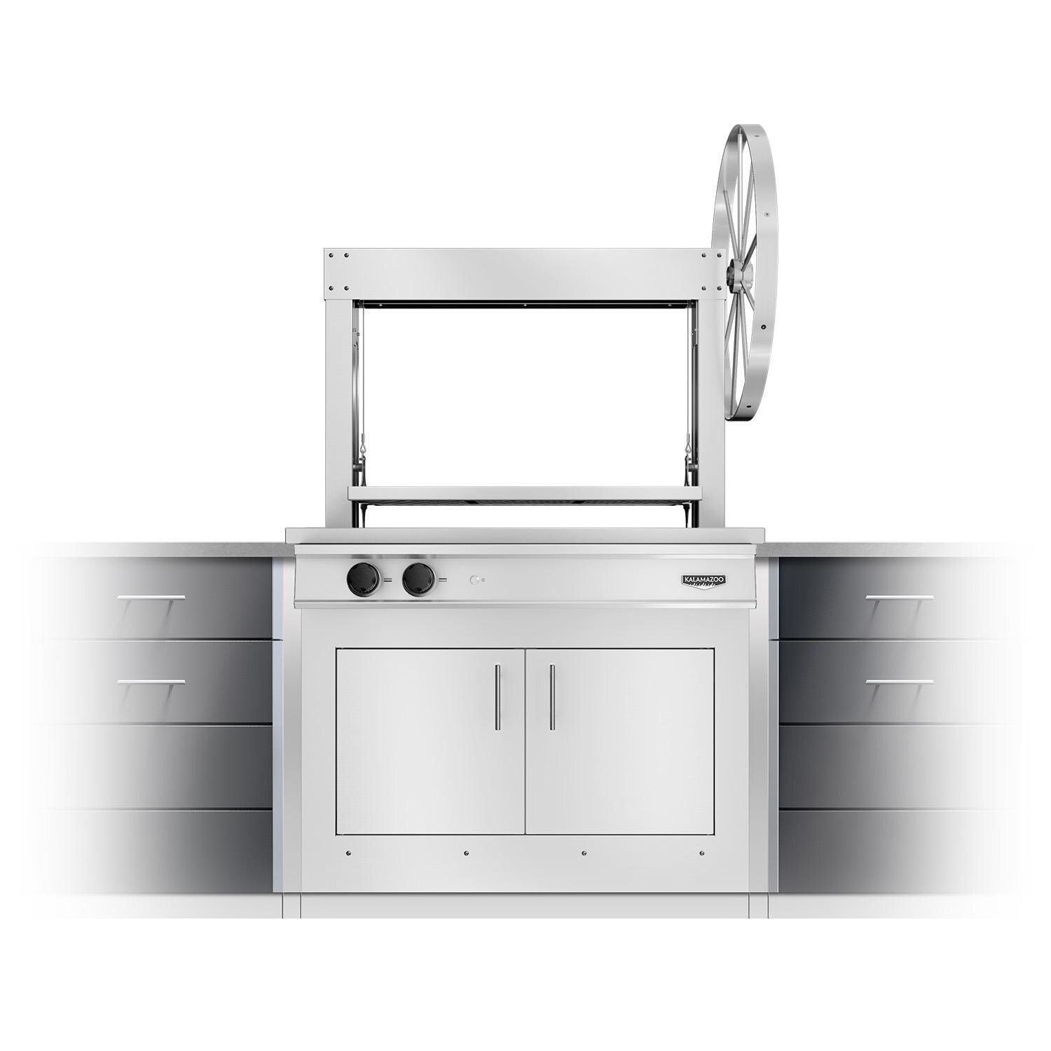 Kalamazoo K750GB Gaucho Wood-Burning Built-In Natural Gas Grill W/ Adjustable Grill Surface & Rotisserie Height, & Two Plancha Grill Surface Grates - Display - White Background thumbnail