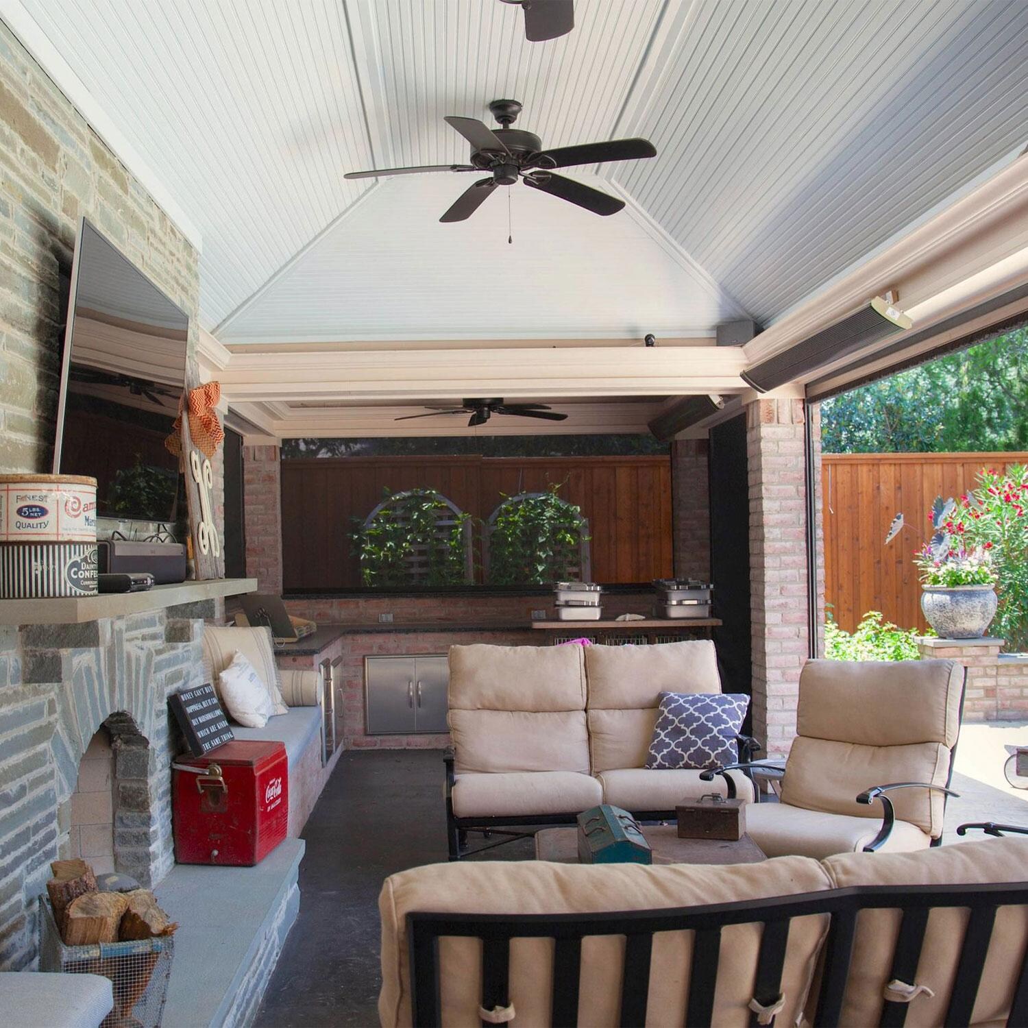 RADtec E Series 82 1/2 Inch 3200 W Triple Element 240V Electric Infrared Patio Heater in Black - E32R - Outdoor Entertainment - Lifestyle thumbnail