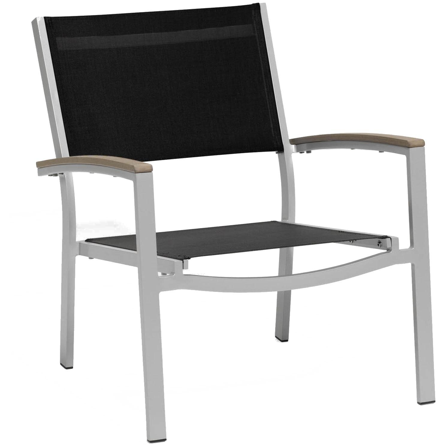 Travira Aluminum Chat Chair W/ Black Sling & Vintage Tekwood Armcaps By Oxford Garden thumbnail
