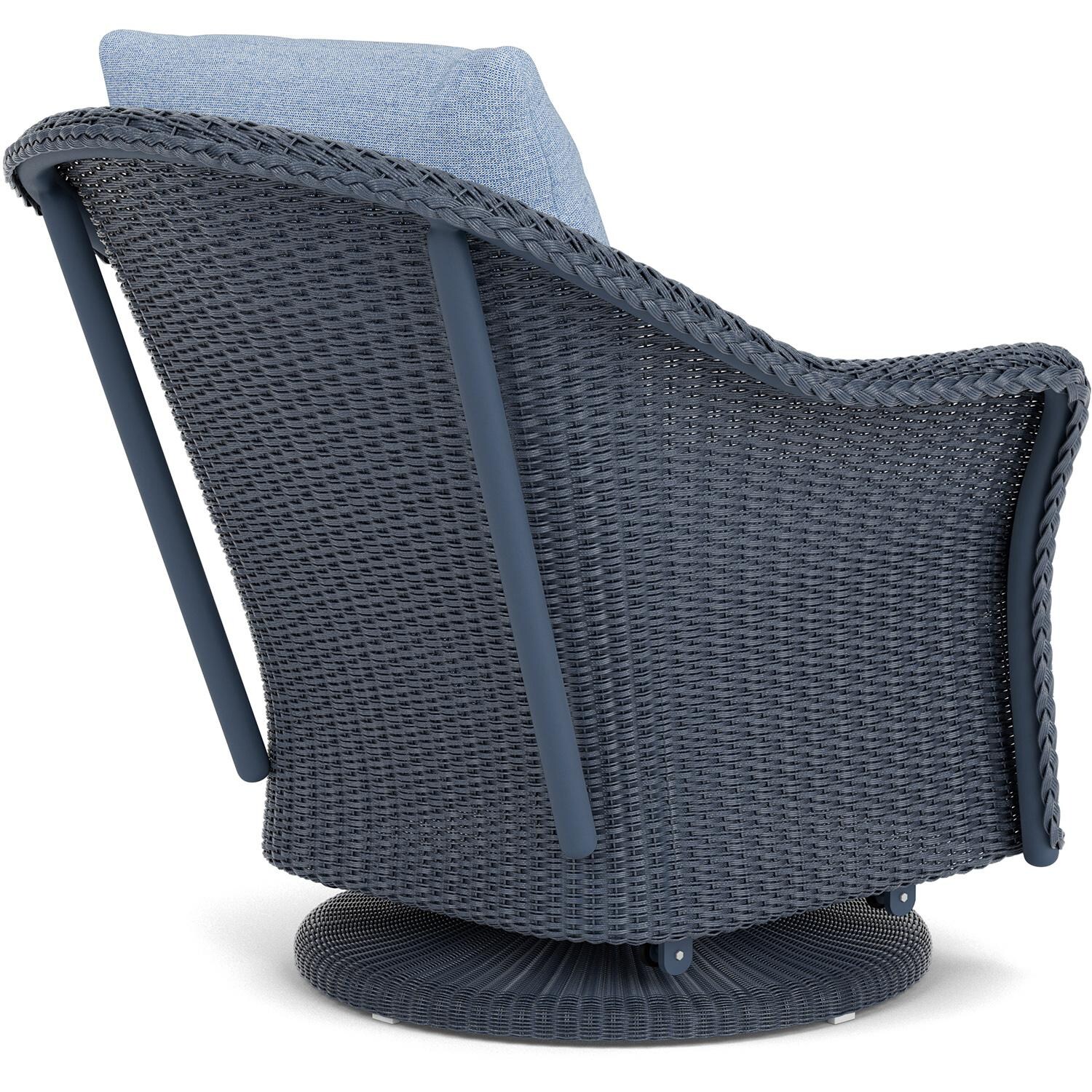 Lloyd Flanders Weekend Retreat Swivel Glider Lounge Chair in Denim Blue Finish W/ Demo Skyway Fabric - Back Right thumbnail