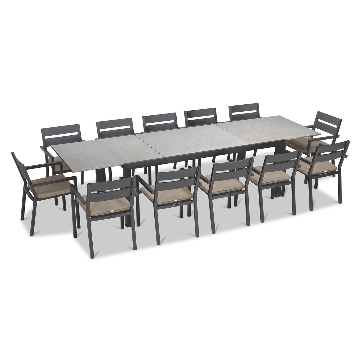 Calm Bay 13 Pc Extendable Dining Set in Slate/Heather Beige by Lakeview - White Background thumbnail