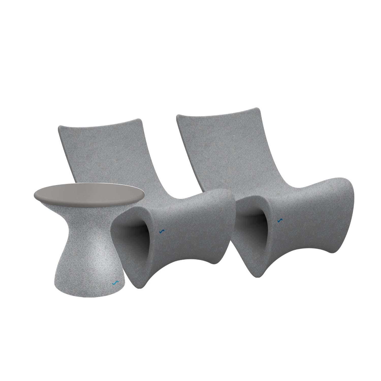 Ledge Lounger Autograph 3 Pc Polyresin Seating Set in Gray by - LL-AG-CR-STG-BUNDLE-GG-GRY