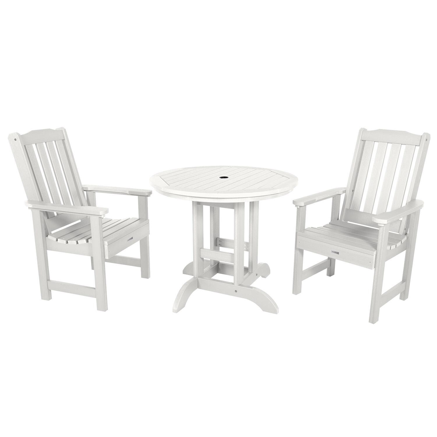 Hart Lane 3 Pc Recycled Plastic Round Dining Set in White By Lakeview Outdoor Designs - White Background thumbnail