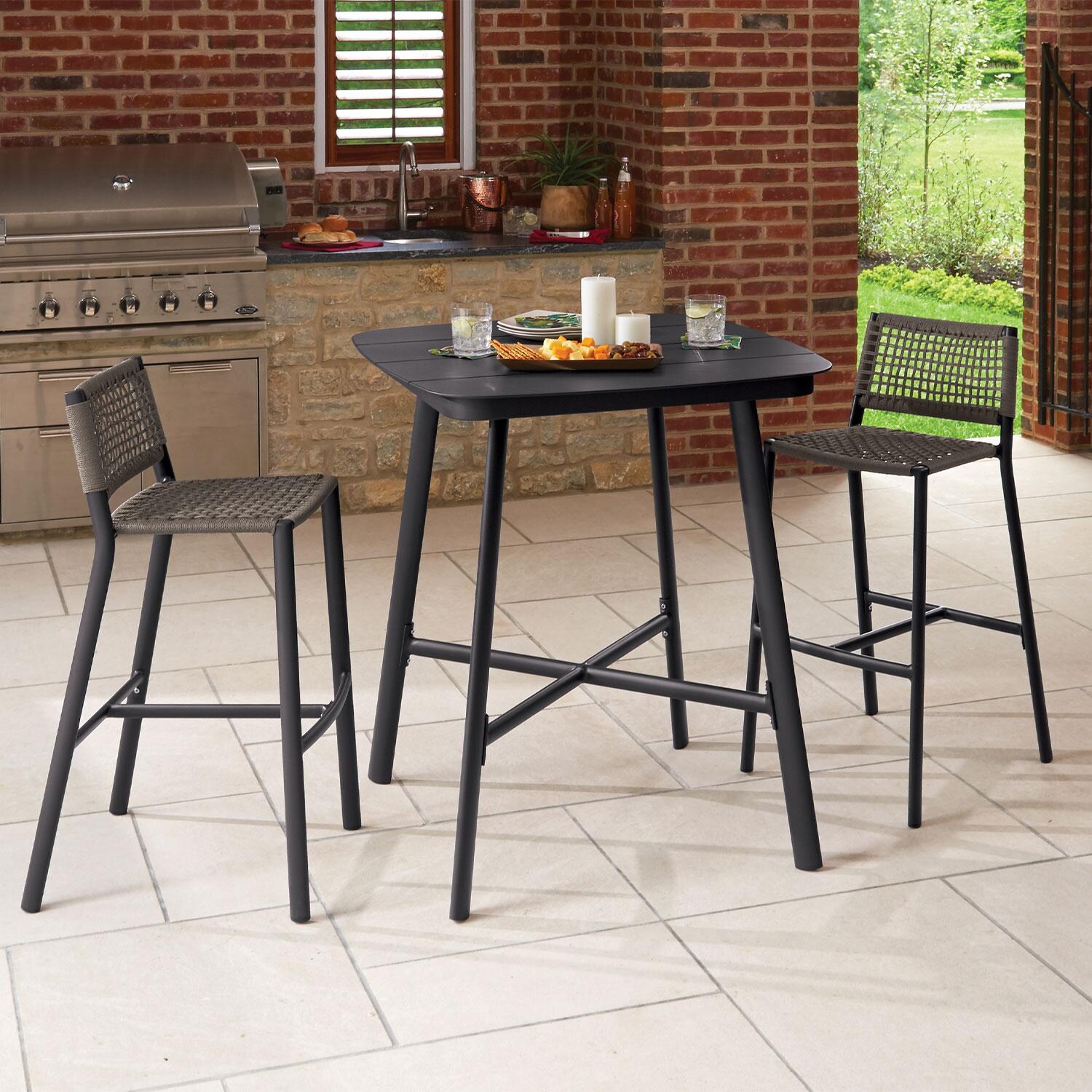Eiland 3 Pc Powder-Coated Aluminum Bar Set in Mocha/Carbon By Oxford Garden - Lifestyle thumbnail