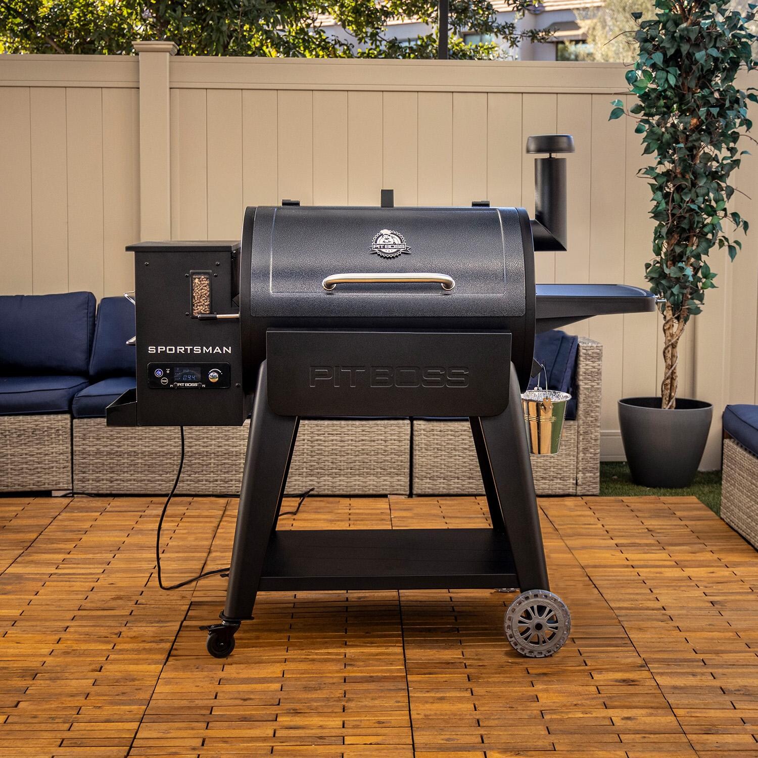 Pit Boss 11106 Sportsman 850 Pellet Grill w/ WiFi - On Patio - Lifestyle