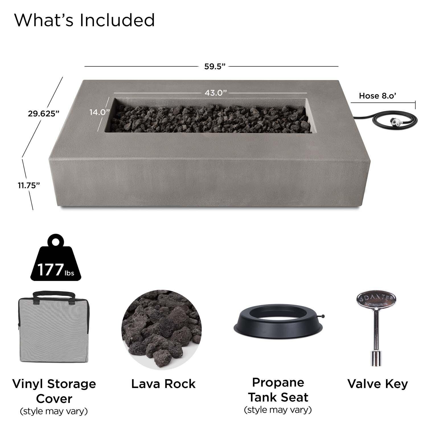 Olliewood 60 Inch Rectangular Glass Fiber Reinforced Concrete Propane Fire Pit Table in Flint by BBQGuys Signature - Included thumbnail