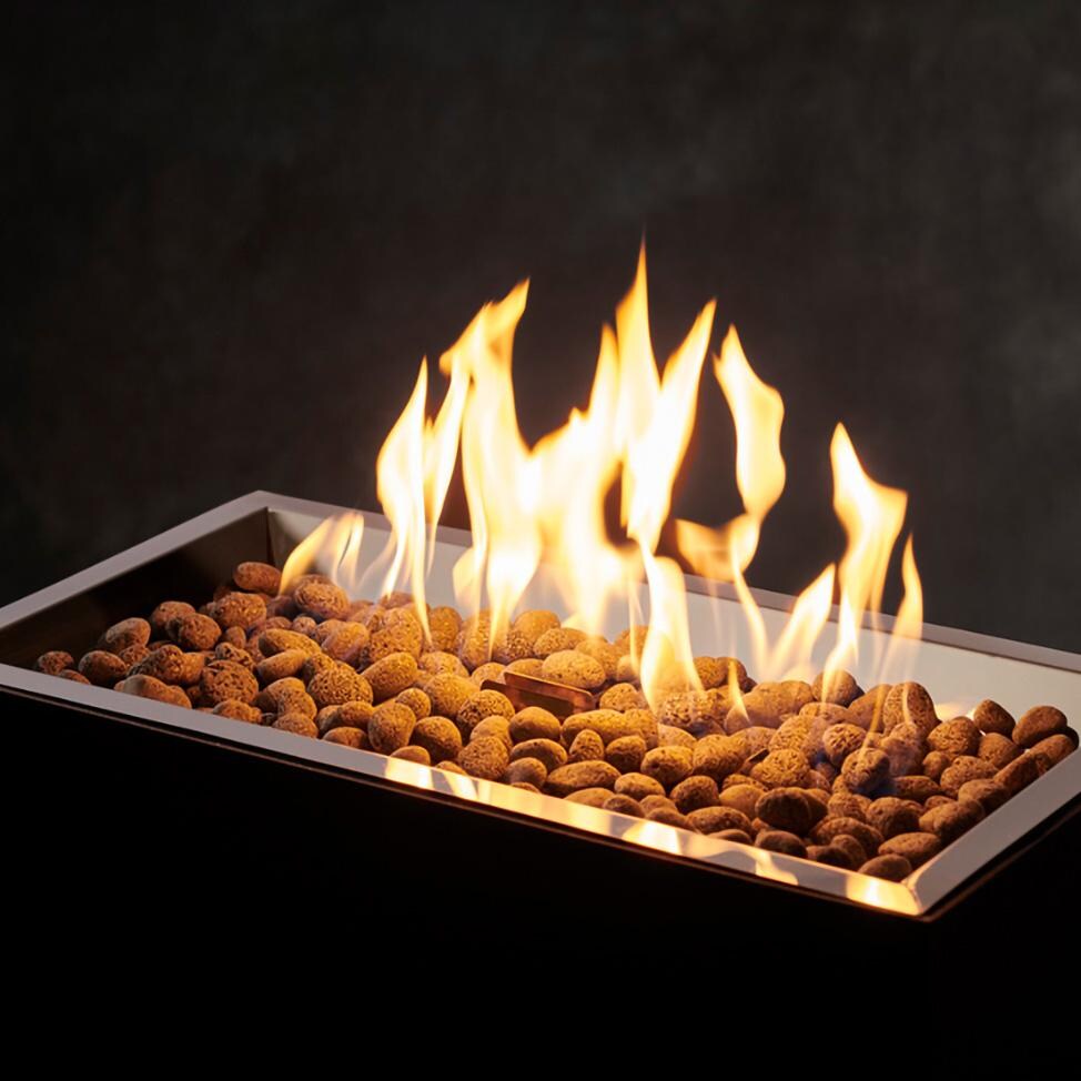 The Outdoor GreatRoom Company CFP1224-K Crystal Fire Plus 24 Inch Drop-In Rectangle 55,000 BTU Propane Fire Pit Burner Kit - Stainless Steel - Fire w/ Lava Rock - Detail thumbnail