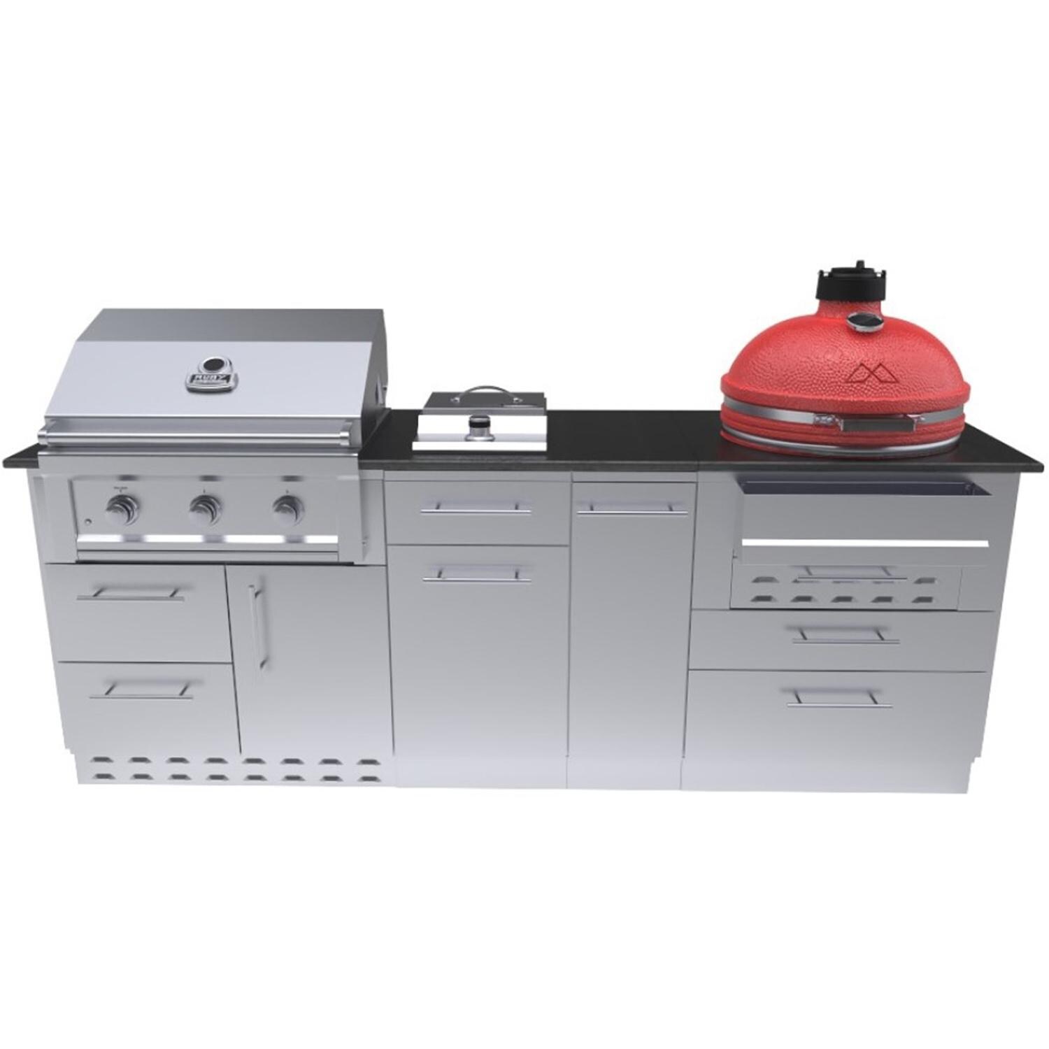 Sunstone Grills SCPKAMADO-LP KAMADO 8 Ft Cabinet Island Package in Propane - Front - White Background thumbnail