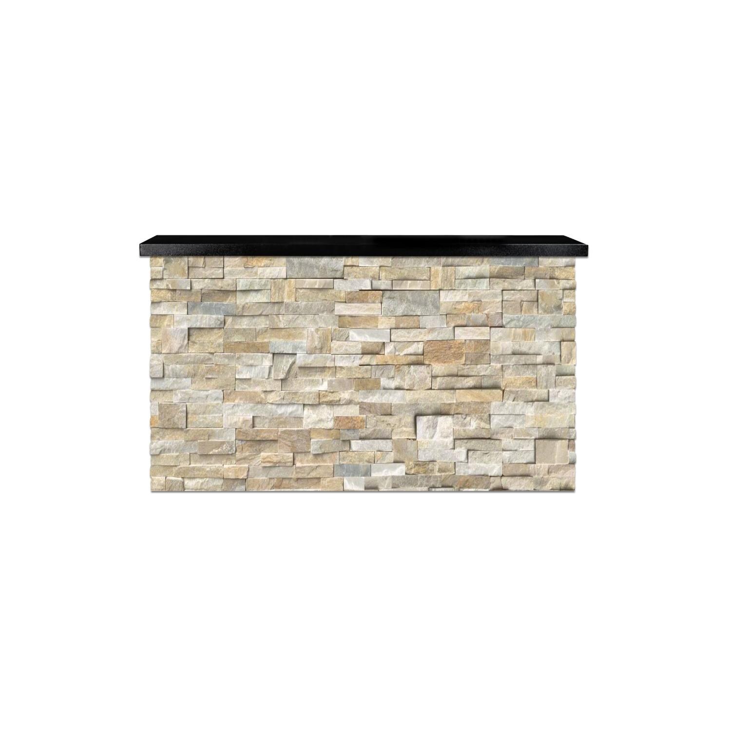 BBQGuys Signature 72 Inch 360 Degree Swivel Outdoor TV Lift Cabinet | Golden Honey w/ Black Aluminum