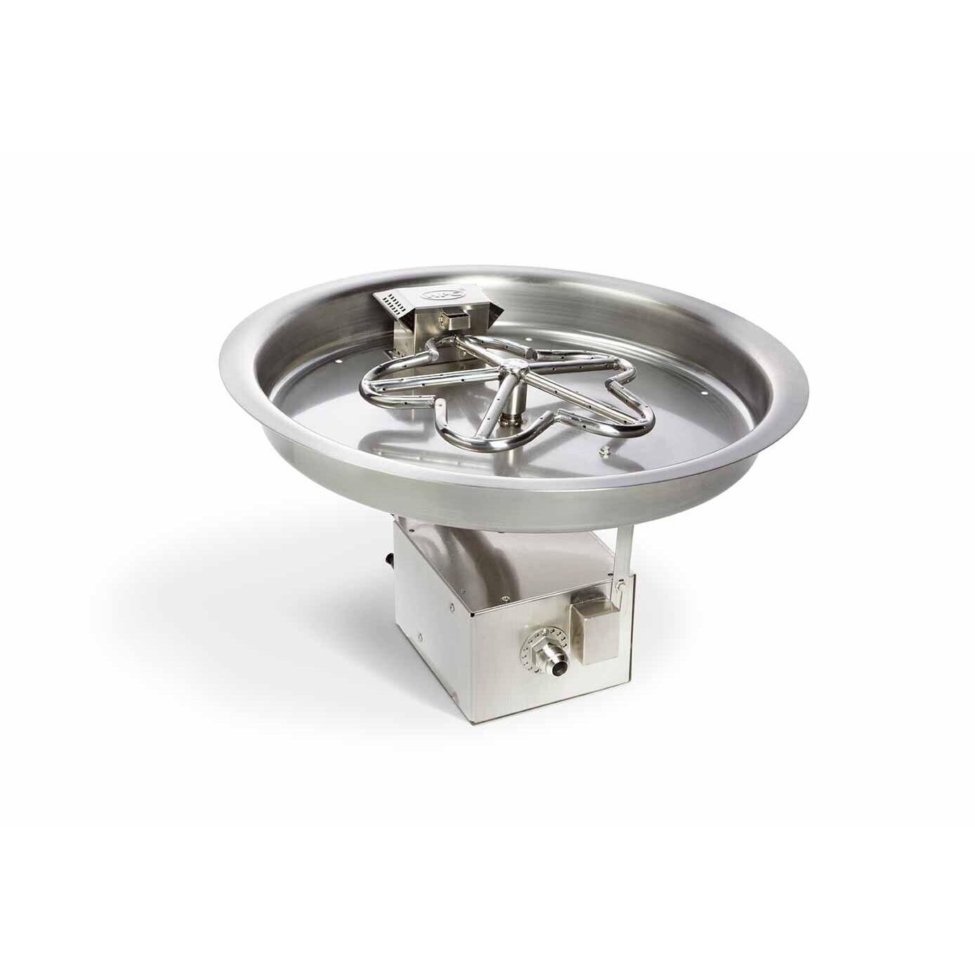 HPC 25-Inch Round Bowl Pan Natural Gas Penta Burner Insert - High/Low Remote Electronic Ignition - 24VAC