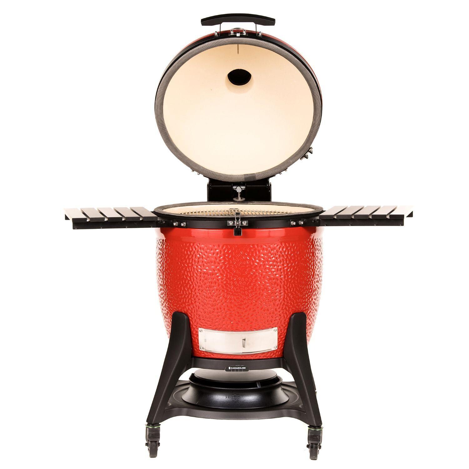 Kamado Joe Big Joe III 24-in Ceramic Kamado Grill Bundle - Lid Up - White Background