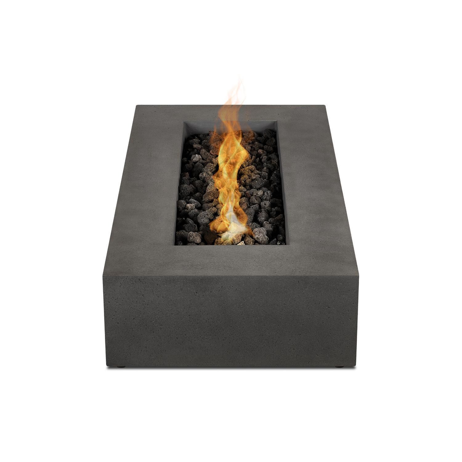 Hillview Bay 2712LP-CBN 56 Inch Rectangular Glass Fiber Reinforced Concrete Propane Fire Pit Table in Carbon by BBQGuys Signature - Front - White Background thumbnail