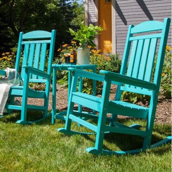 Presidential 3 Piece Recycled Plastic Wood Patio Rocking Chair Set W