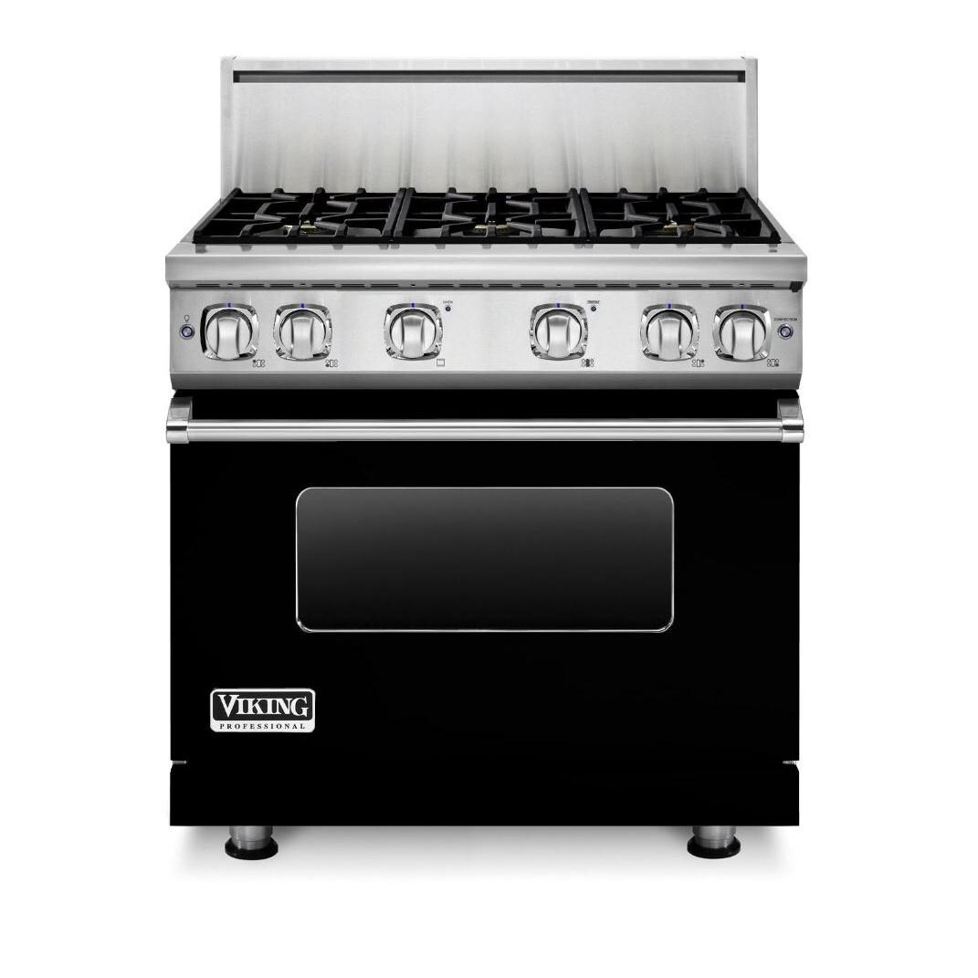 Viking Professional 7 Series 36-Inch 6-Burner Propane Gas Range - Black - VGR73626BBKLP