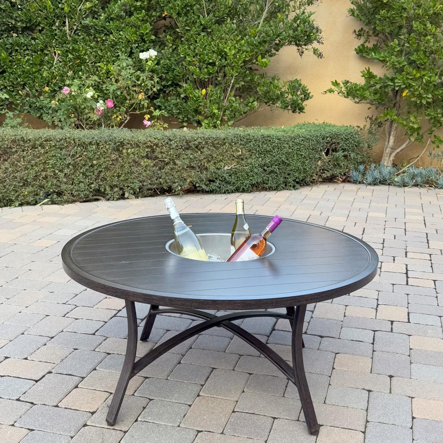 Atlantis 42-in Walnut Aluminum Coffee Table w/ Ice Bucket Insert by Darlee - Hero - Lifestyle thumbnail