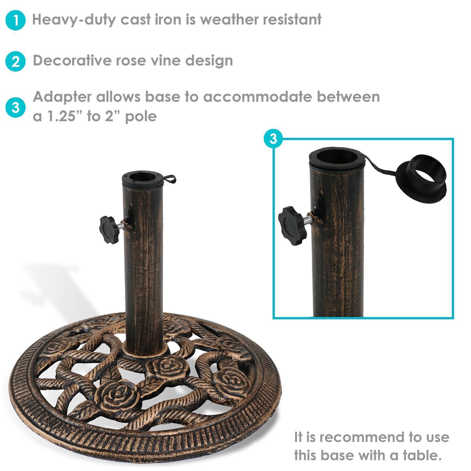 Ultimate Patio 17 Lb Rose Blossom Cast Iron Umbrella Base - Bronze - Overview thumbnail