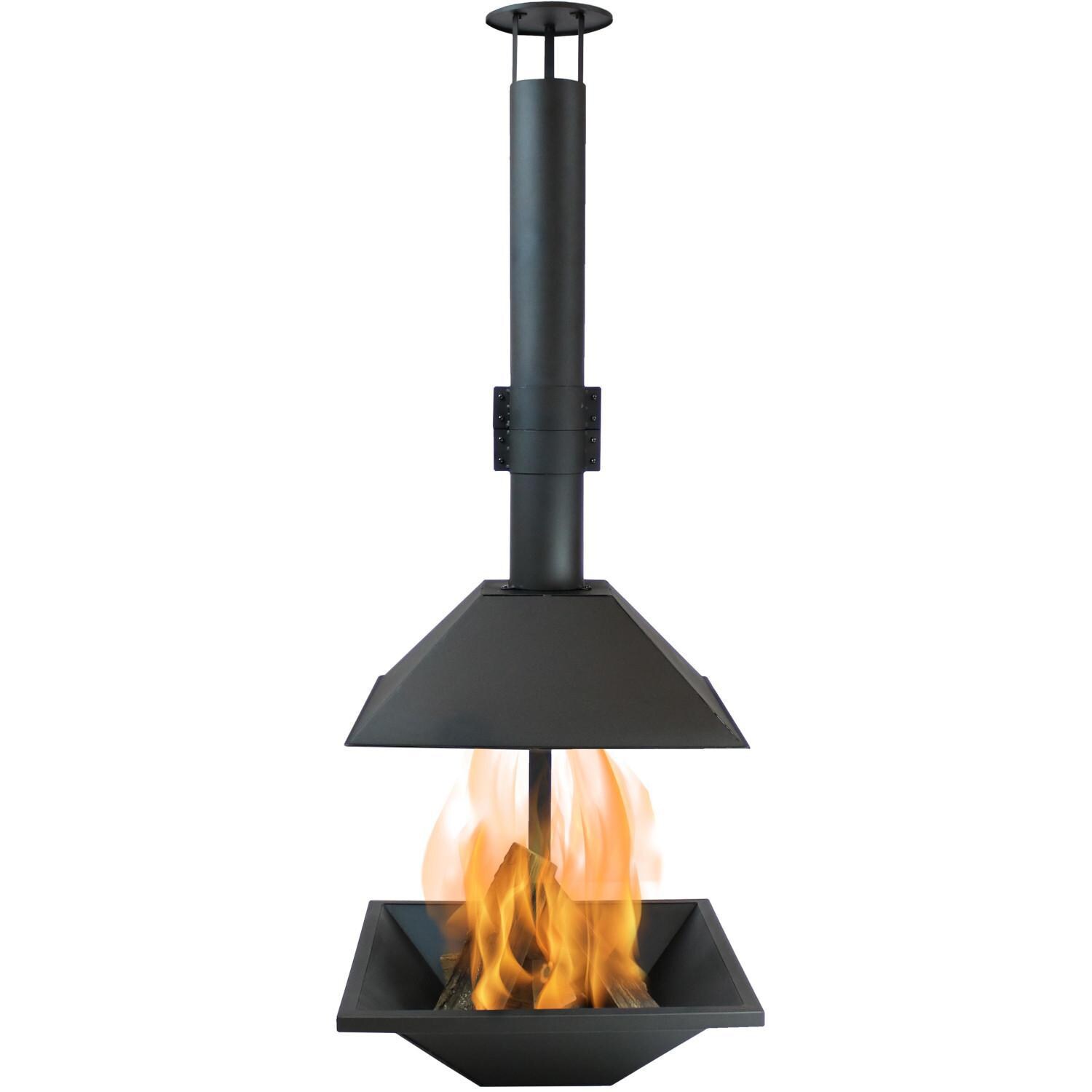 Ultimate Patio 80-Inch Modern Steel Wood Burning Chiminea - In Use thumbnail