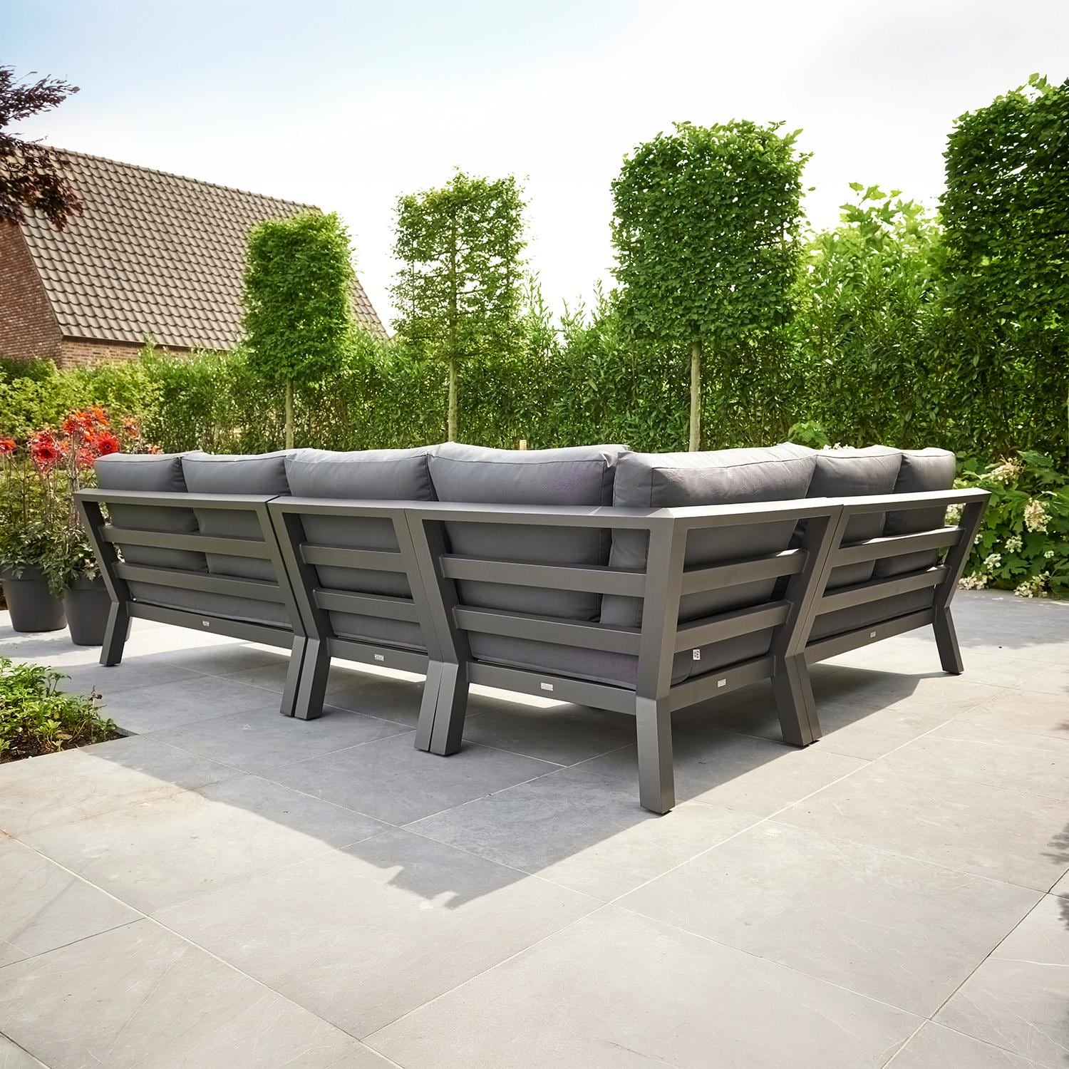 Timber 4 Pc Aluminum Sectional Set in Lava / Natte Charcoal - Sectional Back - Lifestyle thumbnail