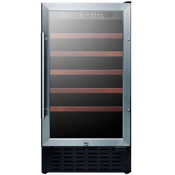 Summit 18-Inch 34 Bottle Commercial Rated Wine Cellar / Cooler - Stainless Steel / Black Cabinet - SWC1840