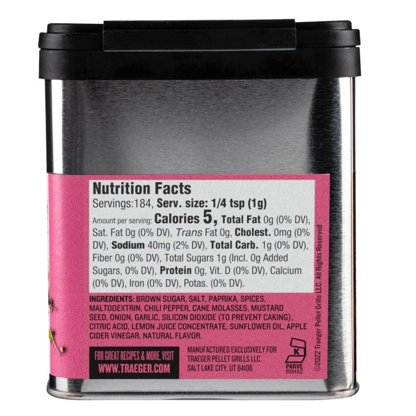 Traeger SPC208 Perfect Pork Rub - Nutrition Facts thumbnail